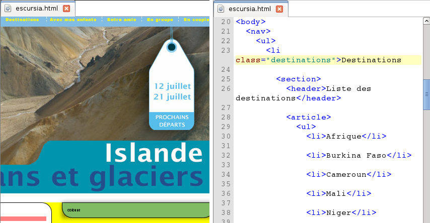 Résultat des vues documents et code dans Sigil