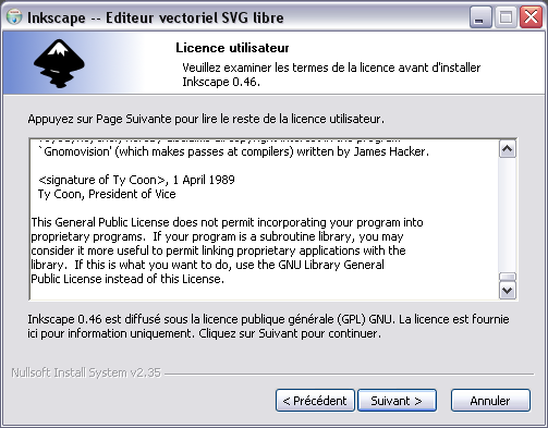 Licence d'utilisation d'Inkscape